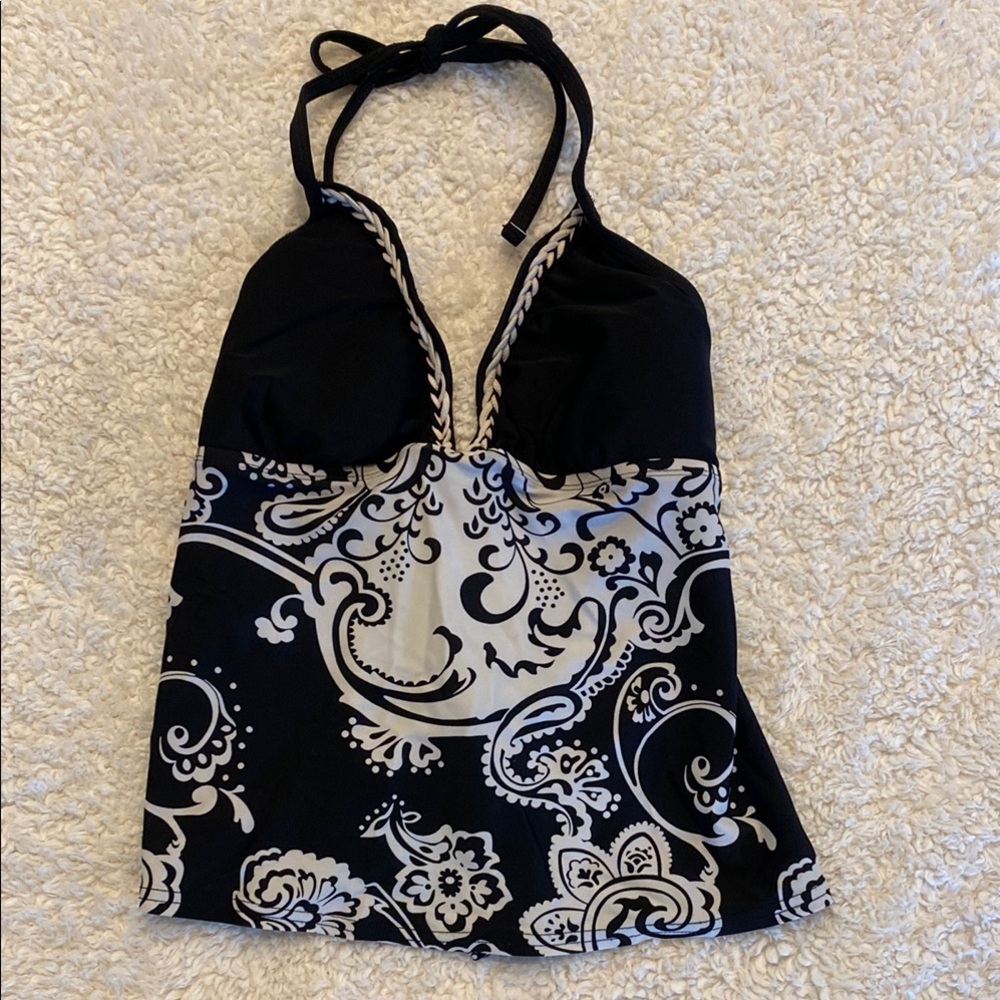 24th & Ocean Black and White Embellished swim Top